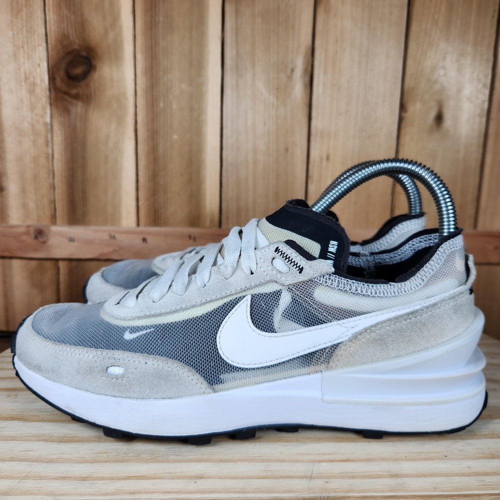 Nike Waffle One Shoes Womens 7 White Gray Mesh Running Sneakers DC2533-100